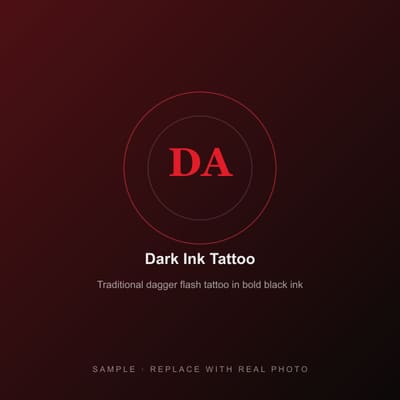 Traditional dagger flash tattoo in bold black ink